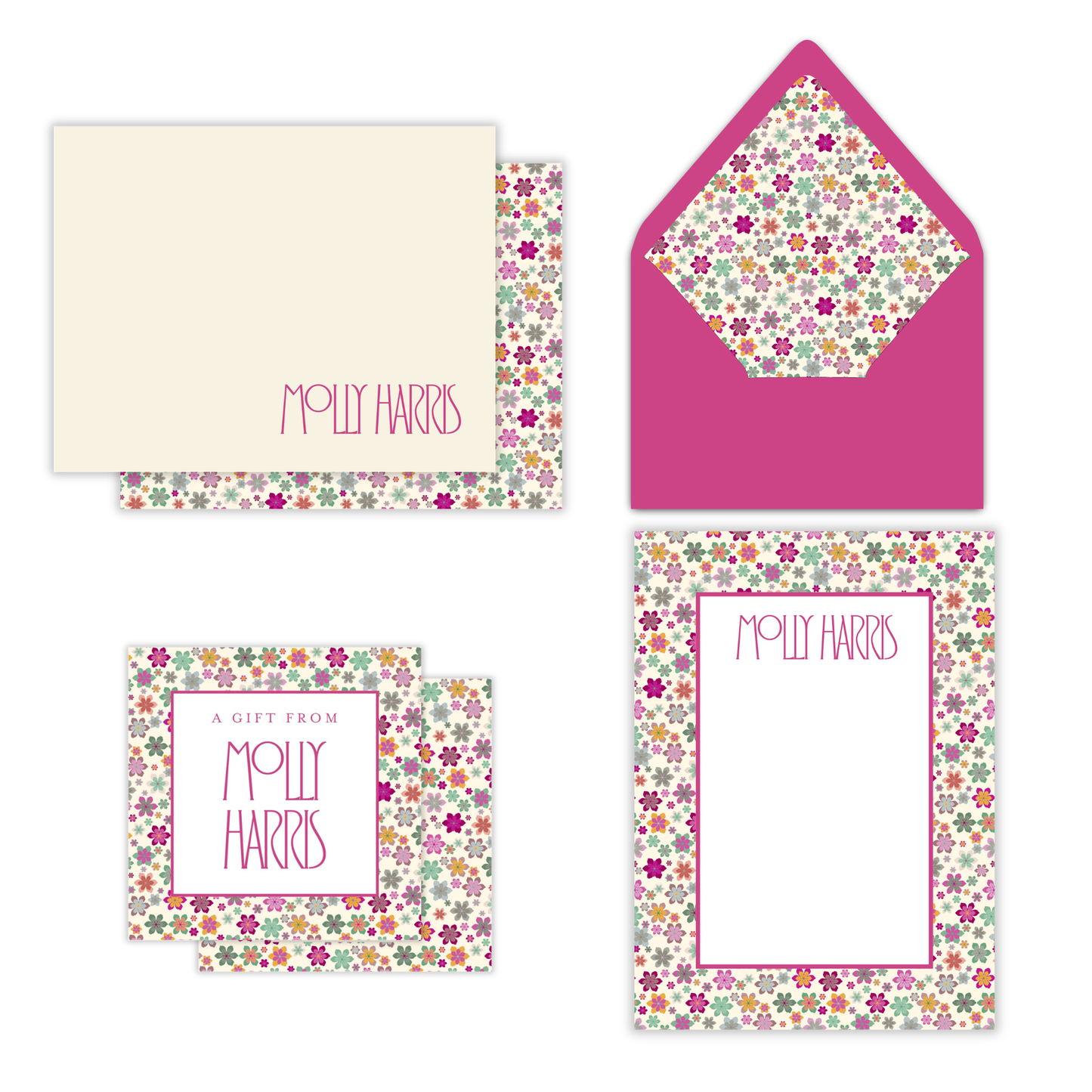 Retro Wildflowers Summer in Color Stationery Set