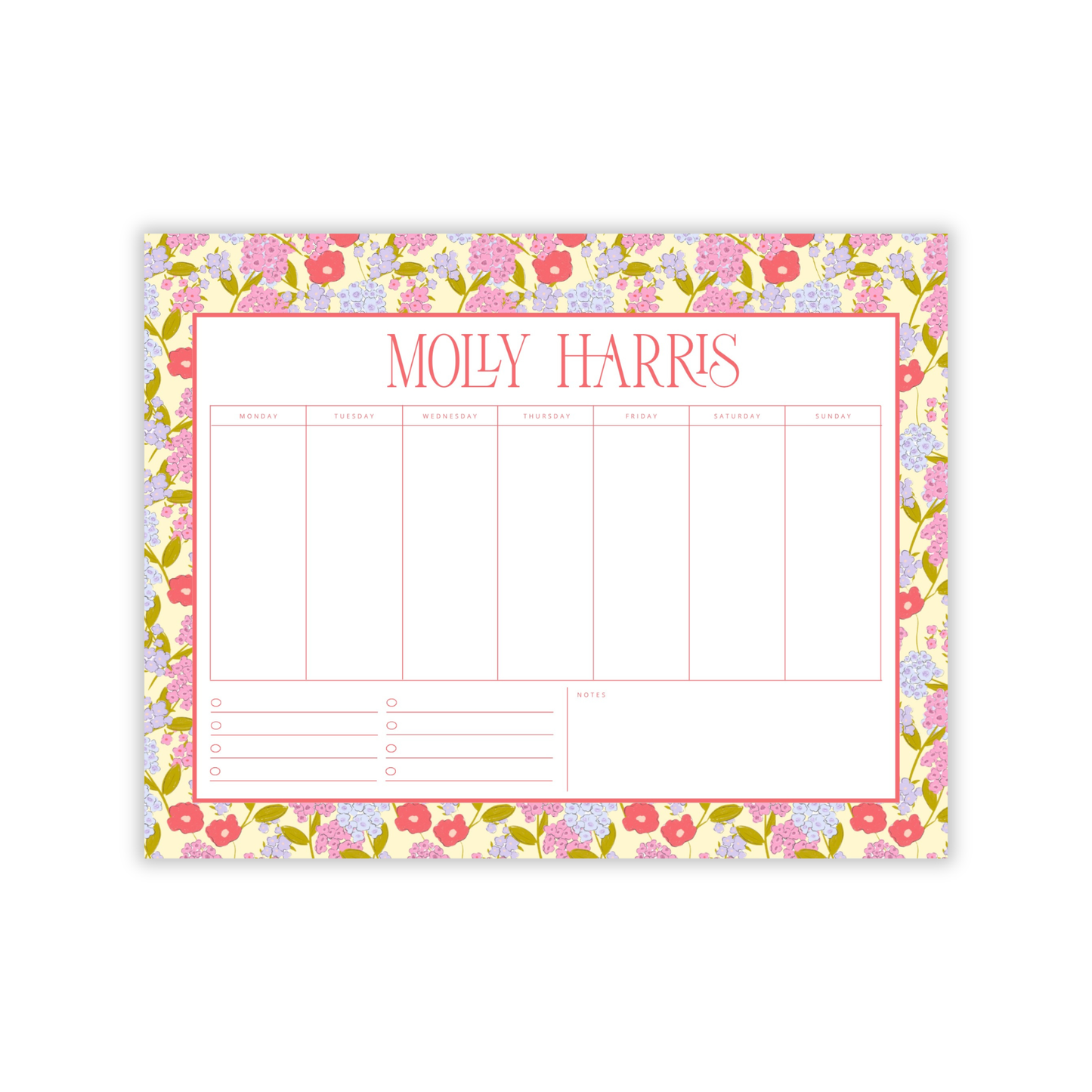 Hydrangea Lane Summer in Color Weekly to-do Jumbo Notepad