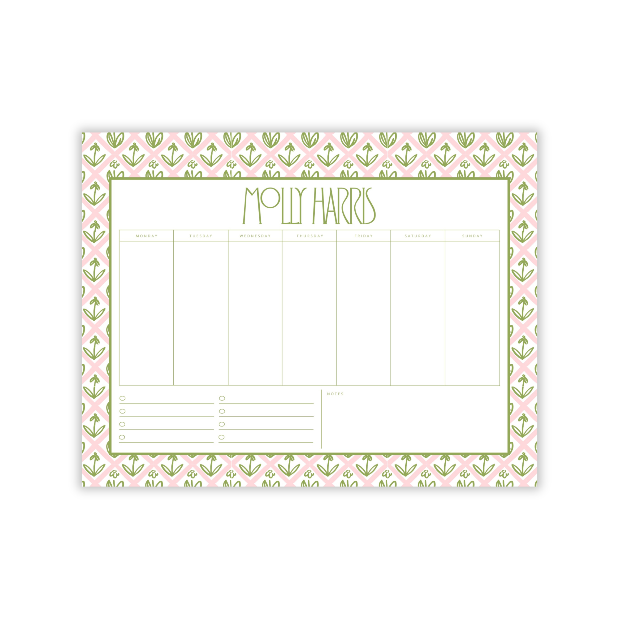Tulip Grove Summer In Color Weekly To Do Jumbo Notepad Tayloramendesigns 