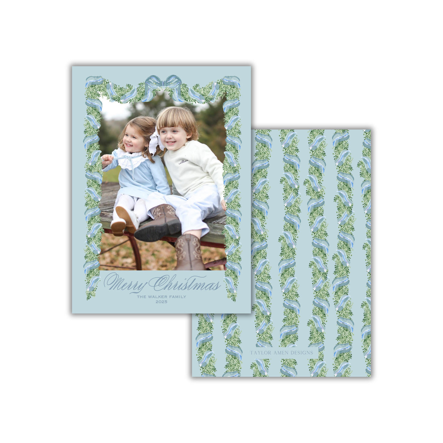 Merry in Blue Christmas Card