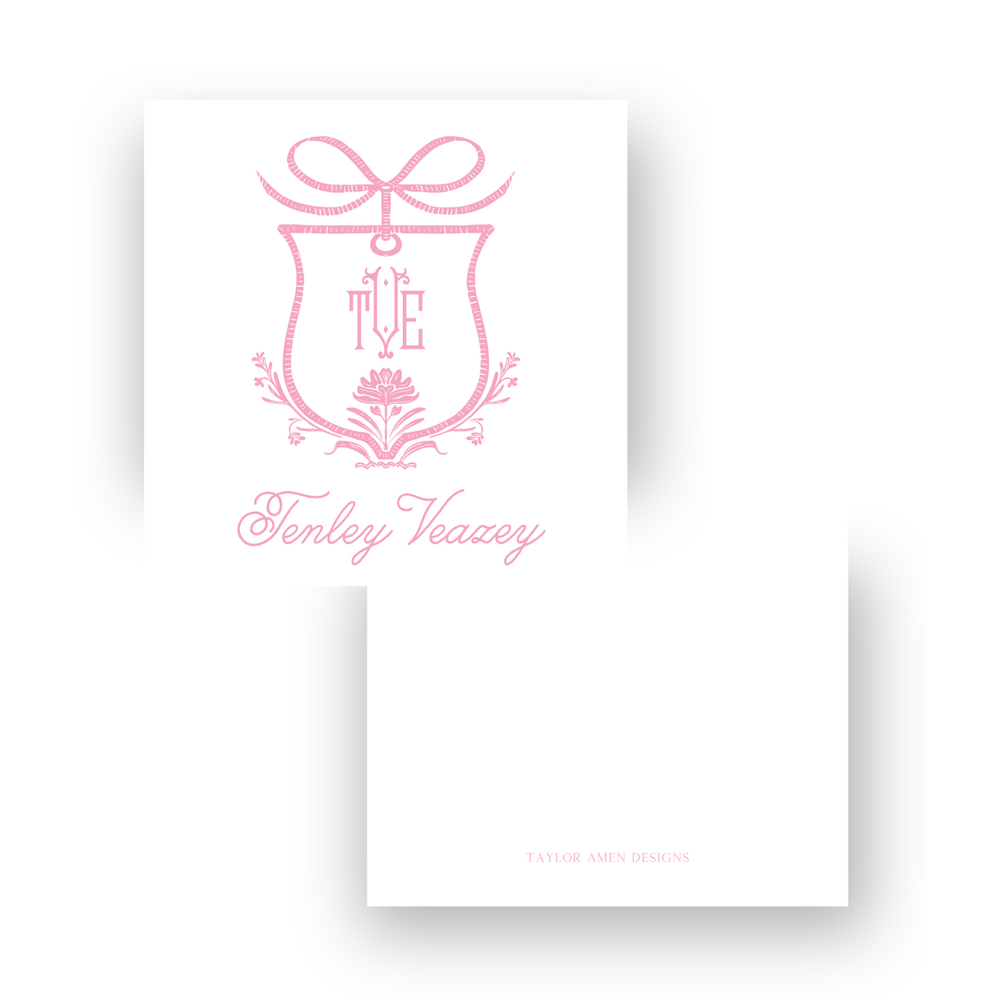 Pink Block Floral Crest