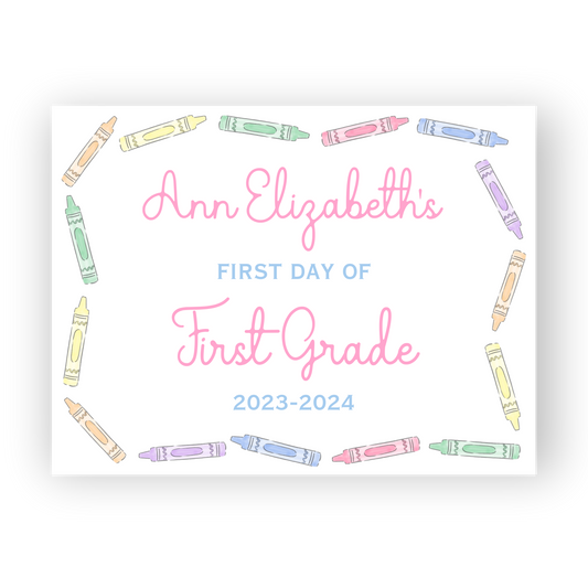 Crayon Frame School Sign