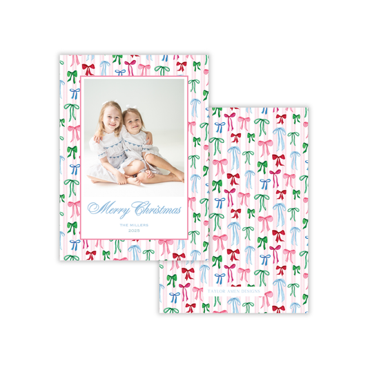 Dainty Bows Vertical Christmas Card