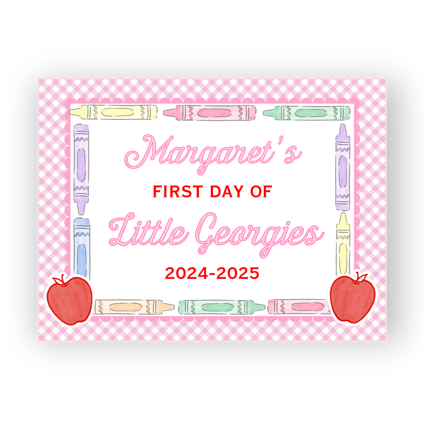 Pink Gingham and Scallops Sign