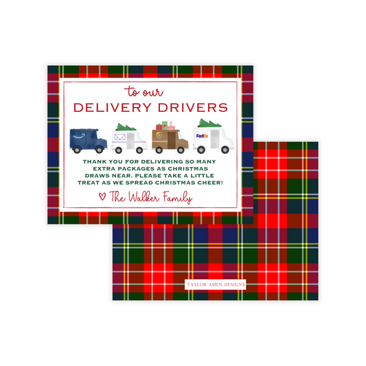 Tartain Plaid Delivery Driver Sign