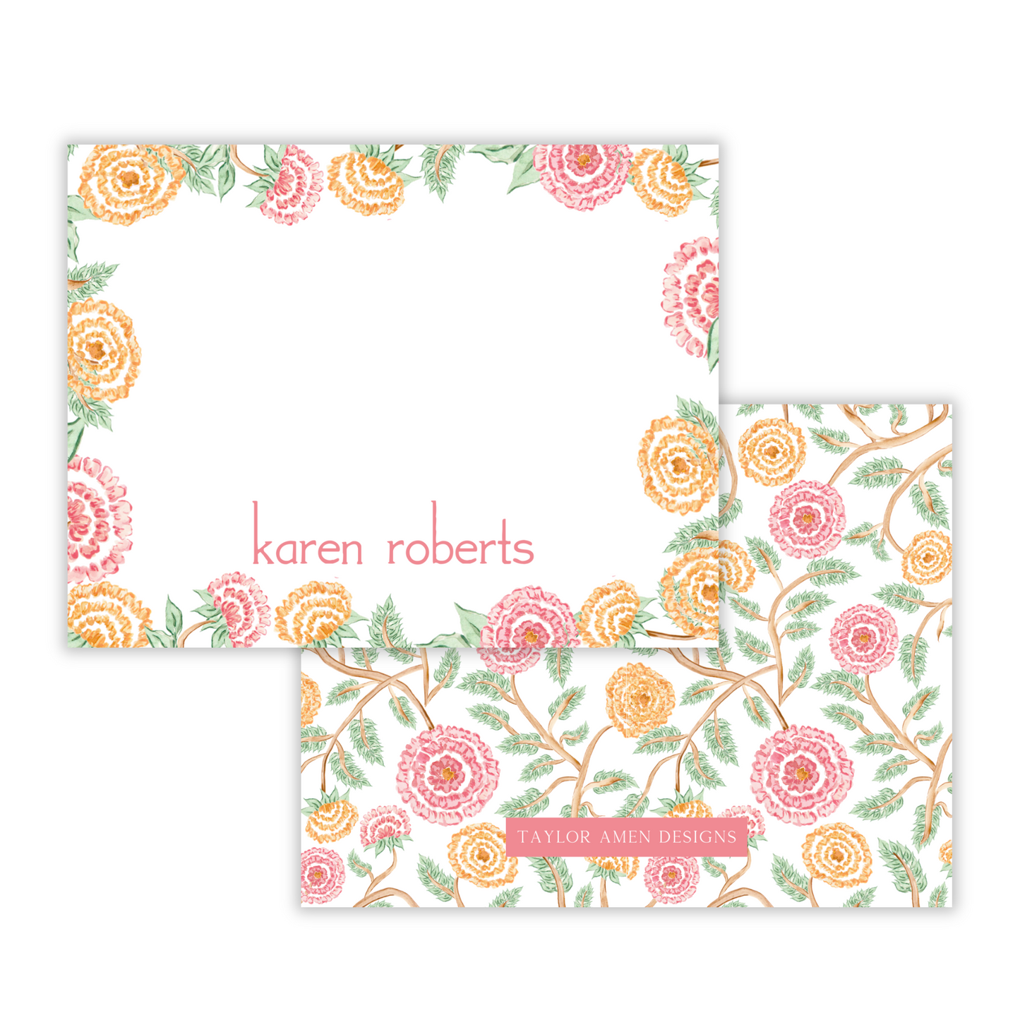Marigold Blooms Pattern Stationery