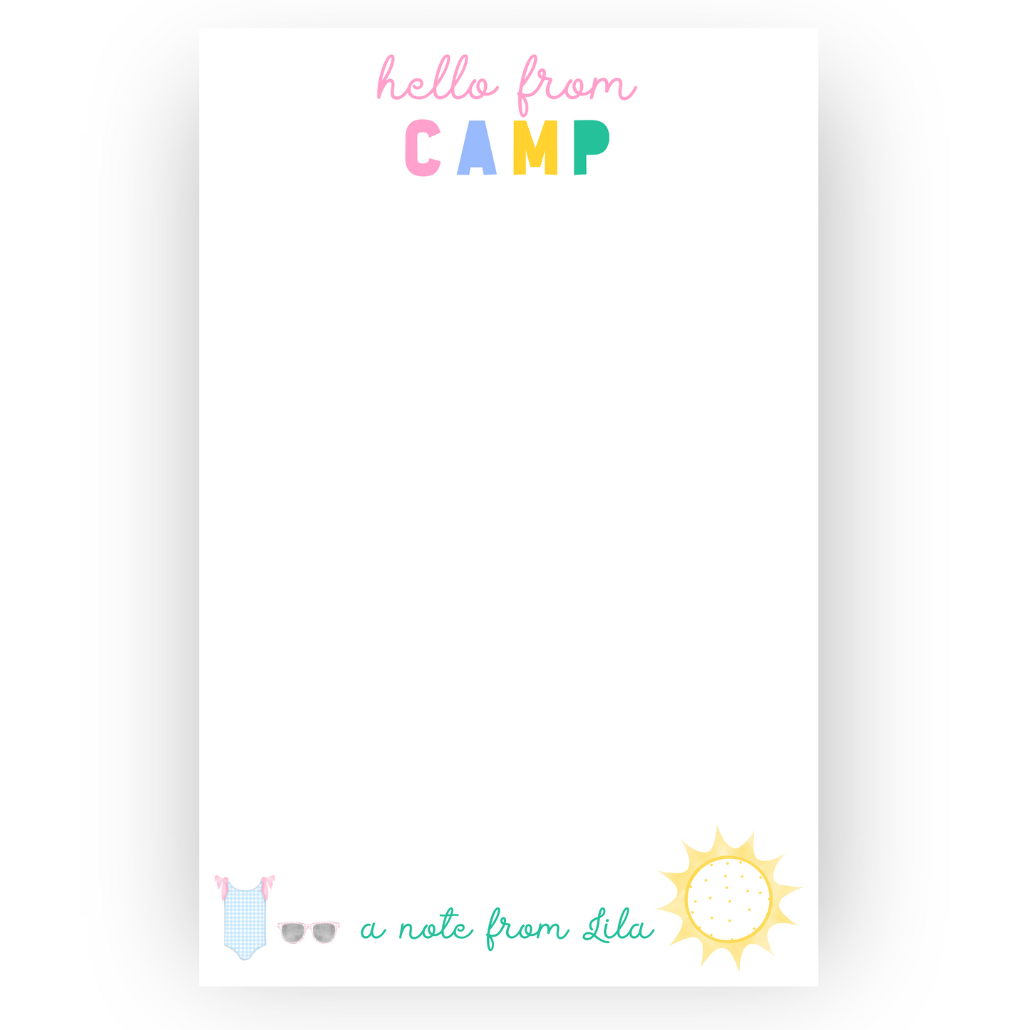 'Hello From Camp' Girls Notepad