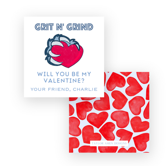 Grizzlies Grit n' Grind Paw Hearts Valentine