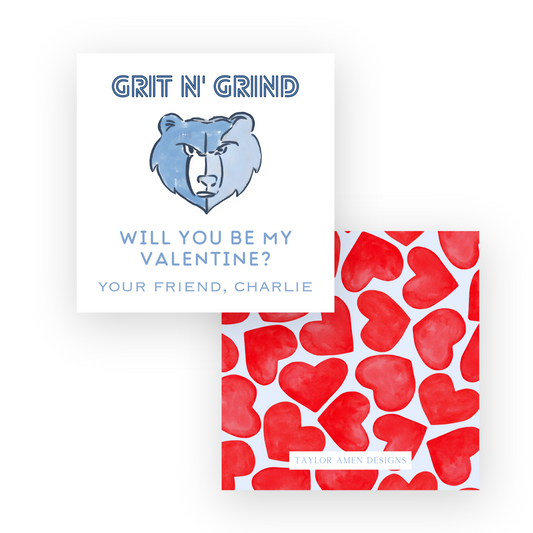 Grizzlies Grit n' Grind Hearts Valentine