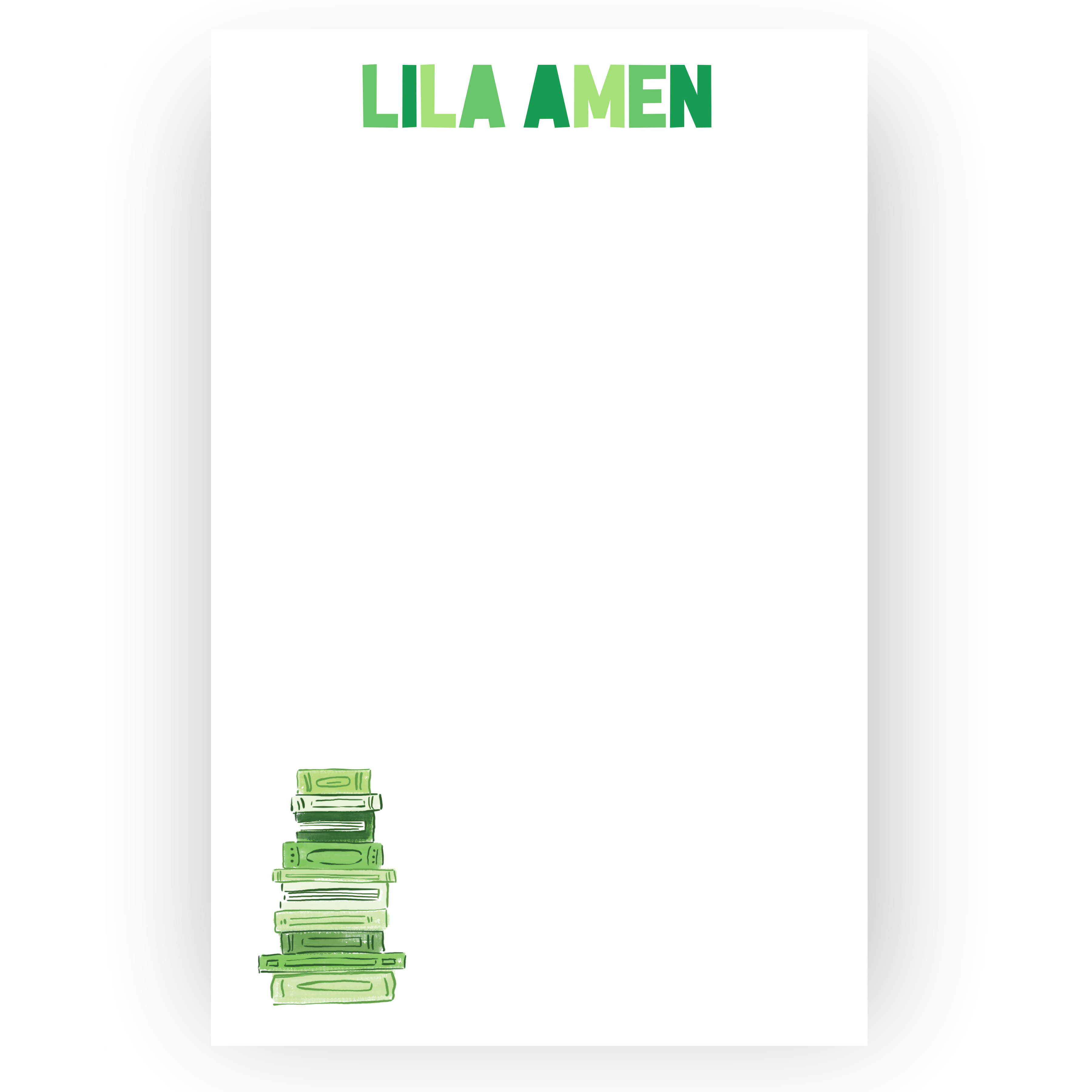 Lime Green Books Notepad TaylorAmenDesigns
