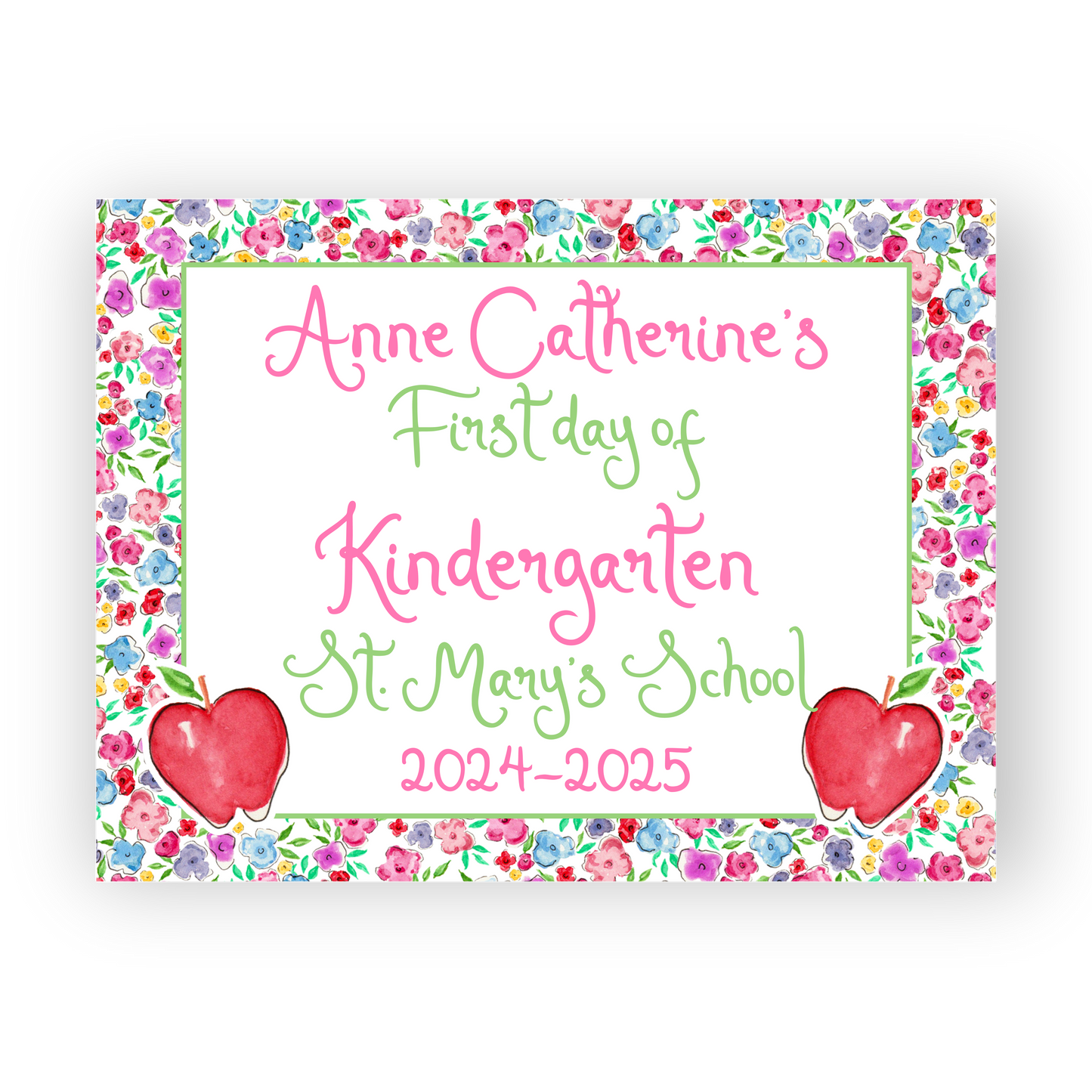 Bright Floral School Sign