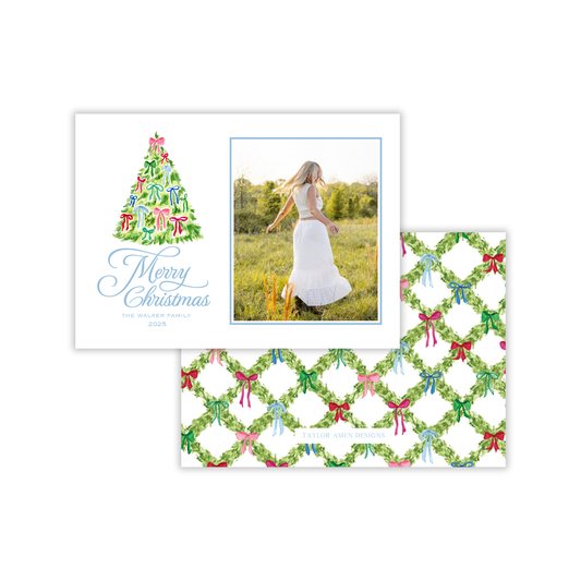 Dainty Bows Horizontal Christmas Card