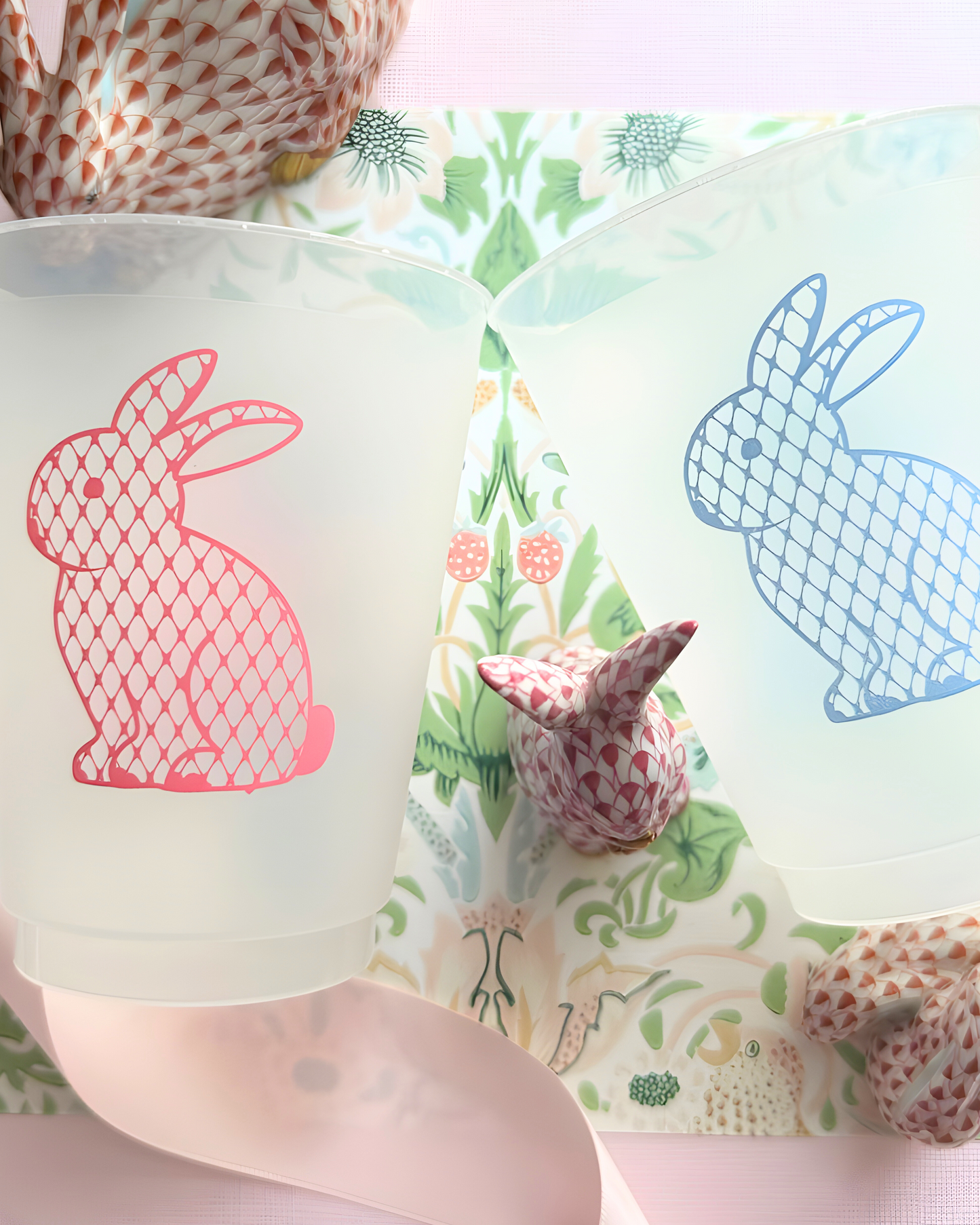 Sleeves of 10-Bunny Cups-Pink and Blue