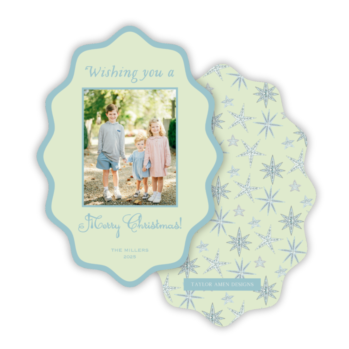 Wavy Oval Under the Stars Christmas Card