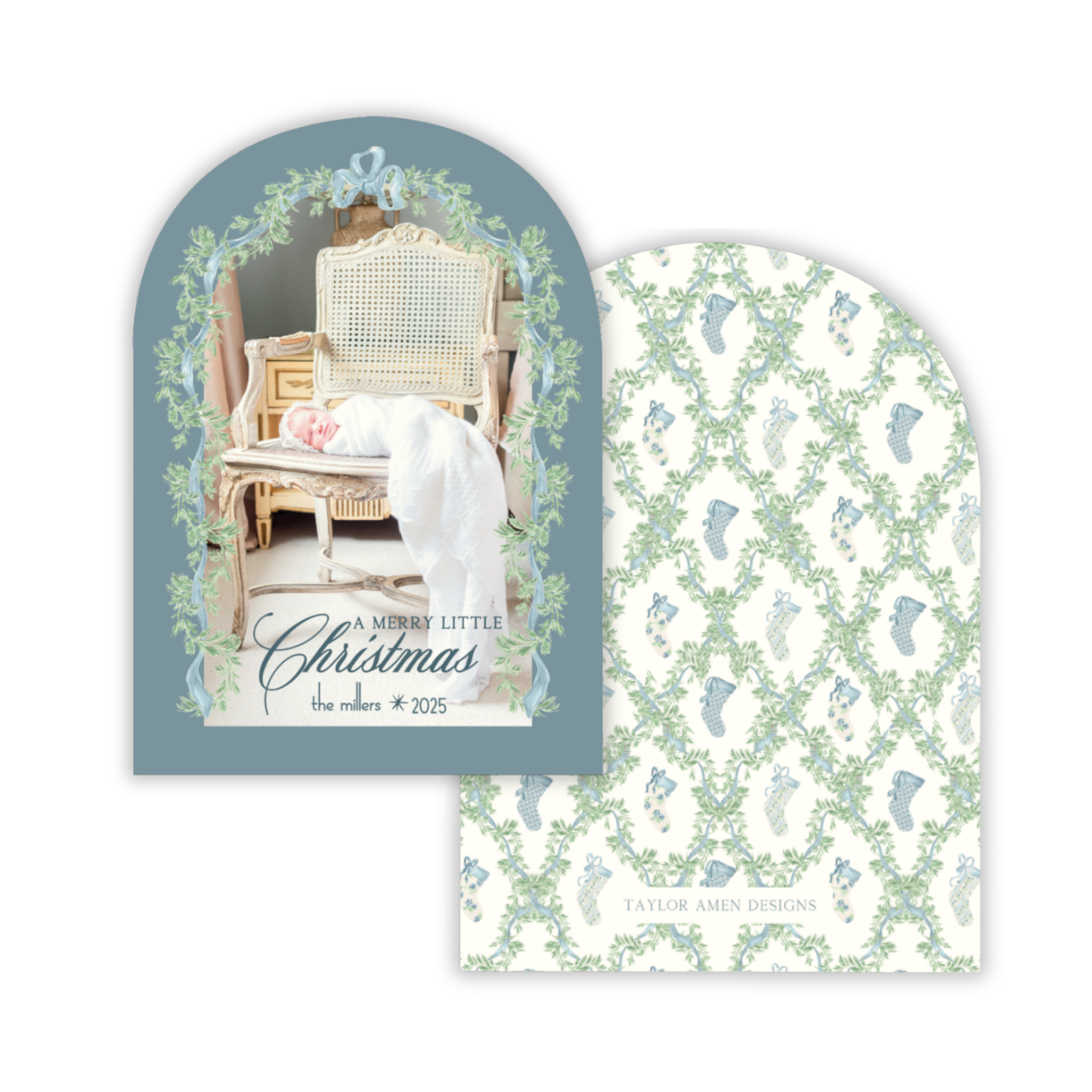Christmas Stocking Garland Arched Christmas Card