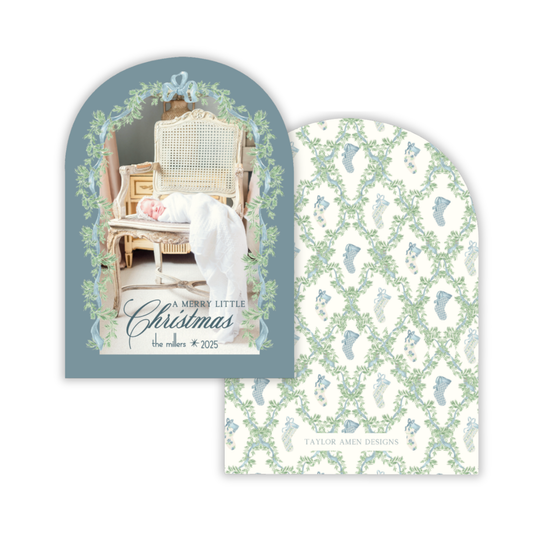 Christmas Stocking Garland Arched Christmas Card