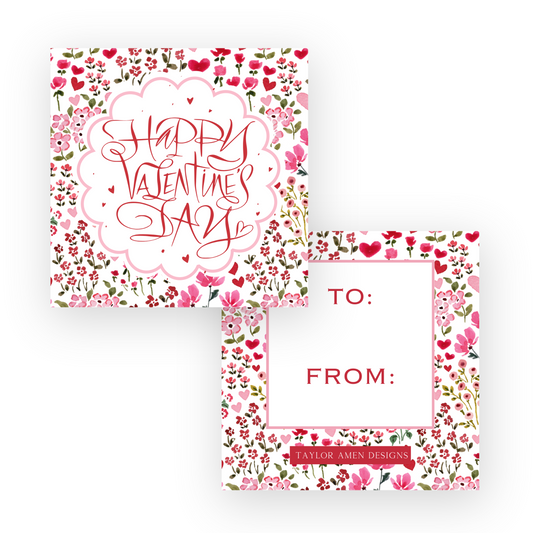 Happy Valentine's Day Floral Hearts