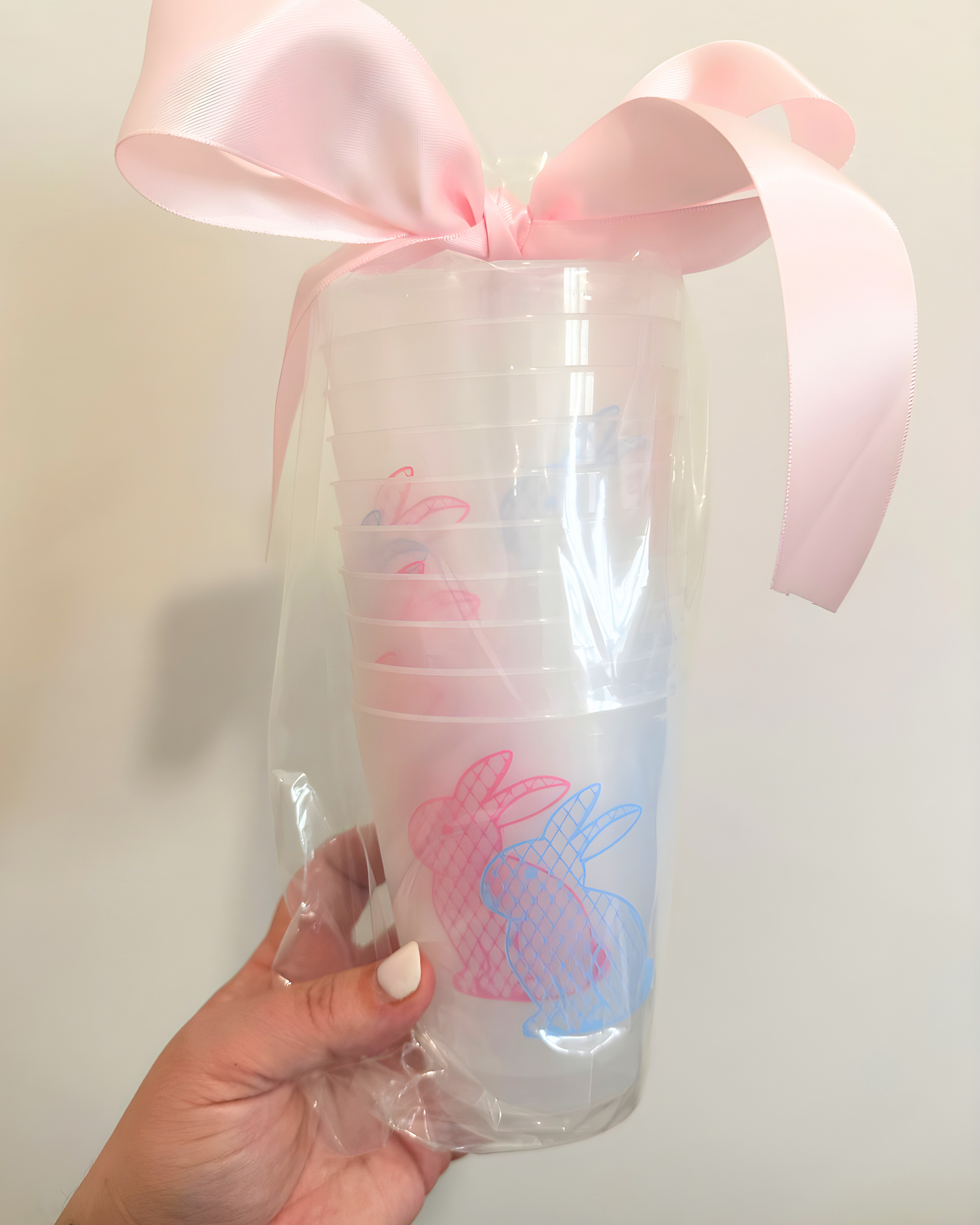 Sleeves of 5-Bunny Cups-Pink or Blue