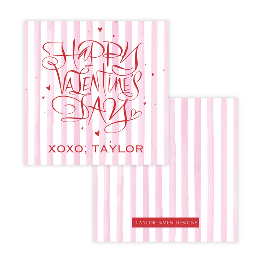 Happy Valentine's Day Watercolor Stripes