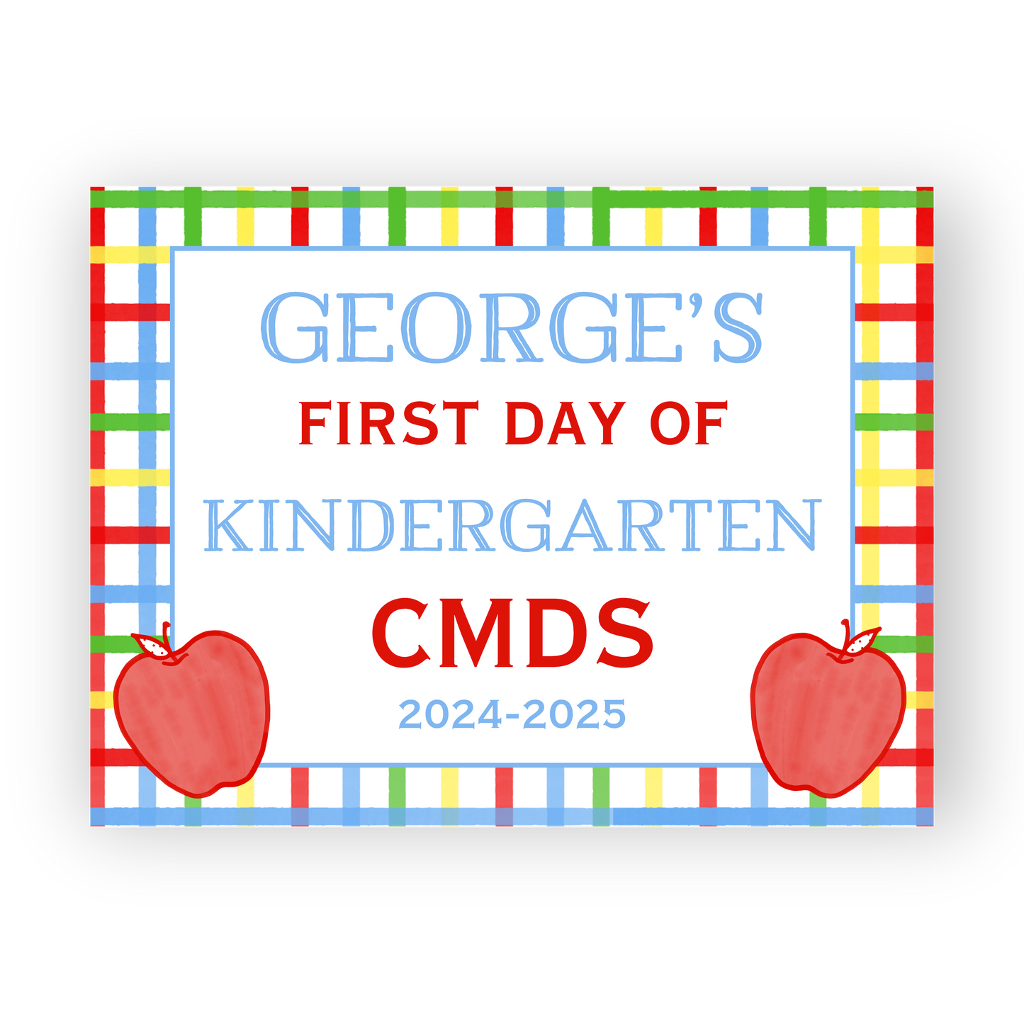 Primary Gingham School Sign
