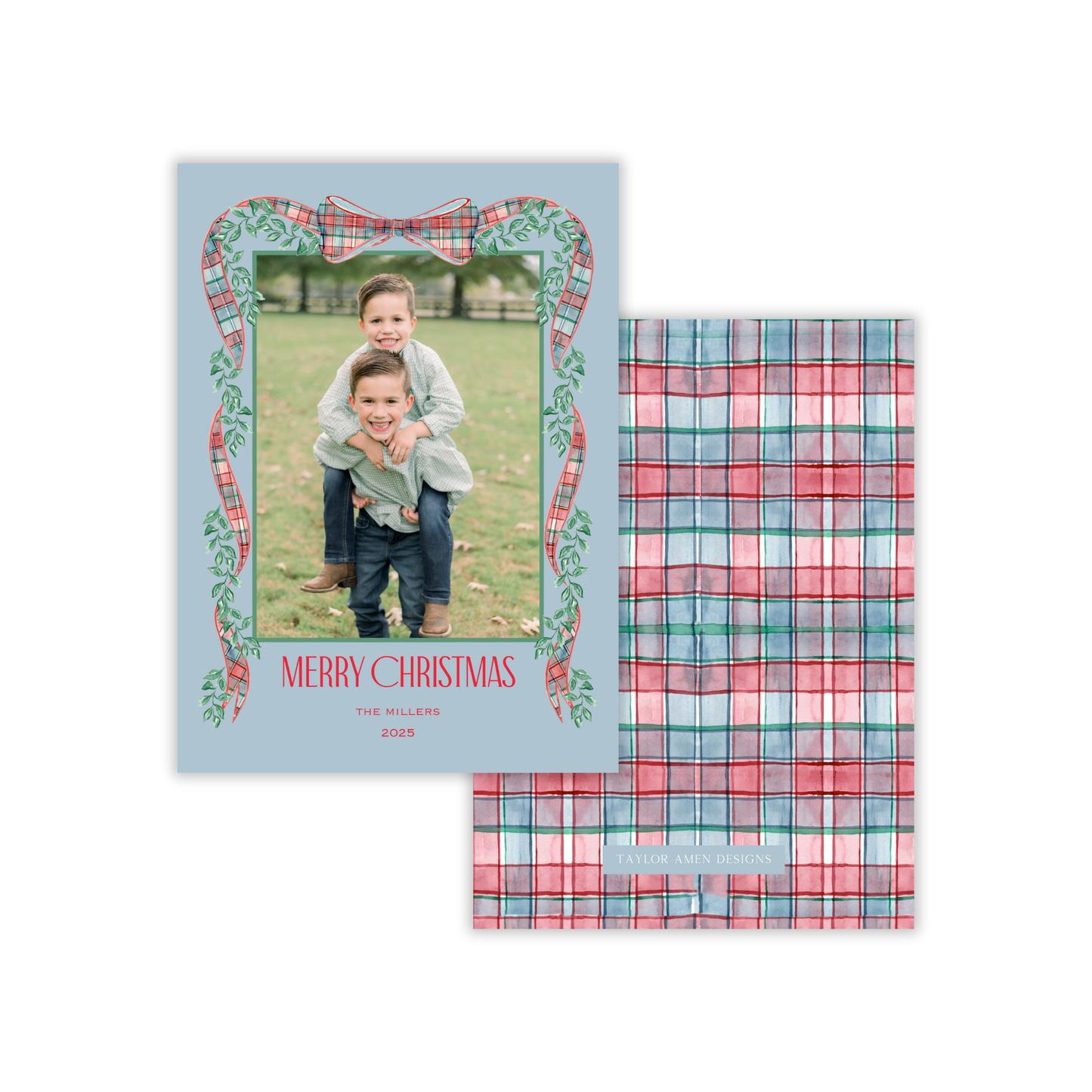 Ralph Tartan Vertical Christmas Card