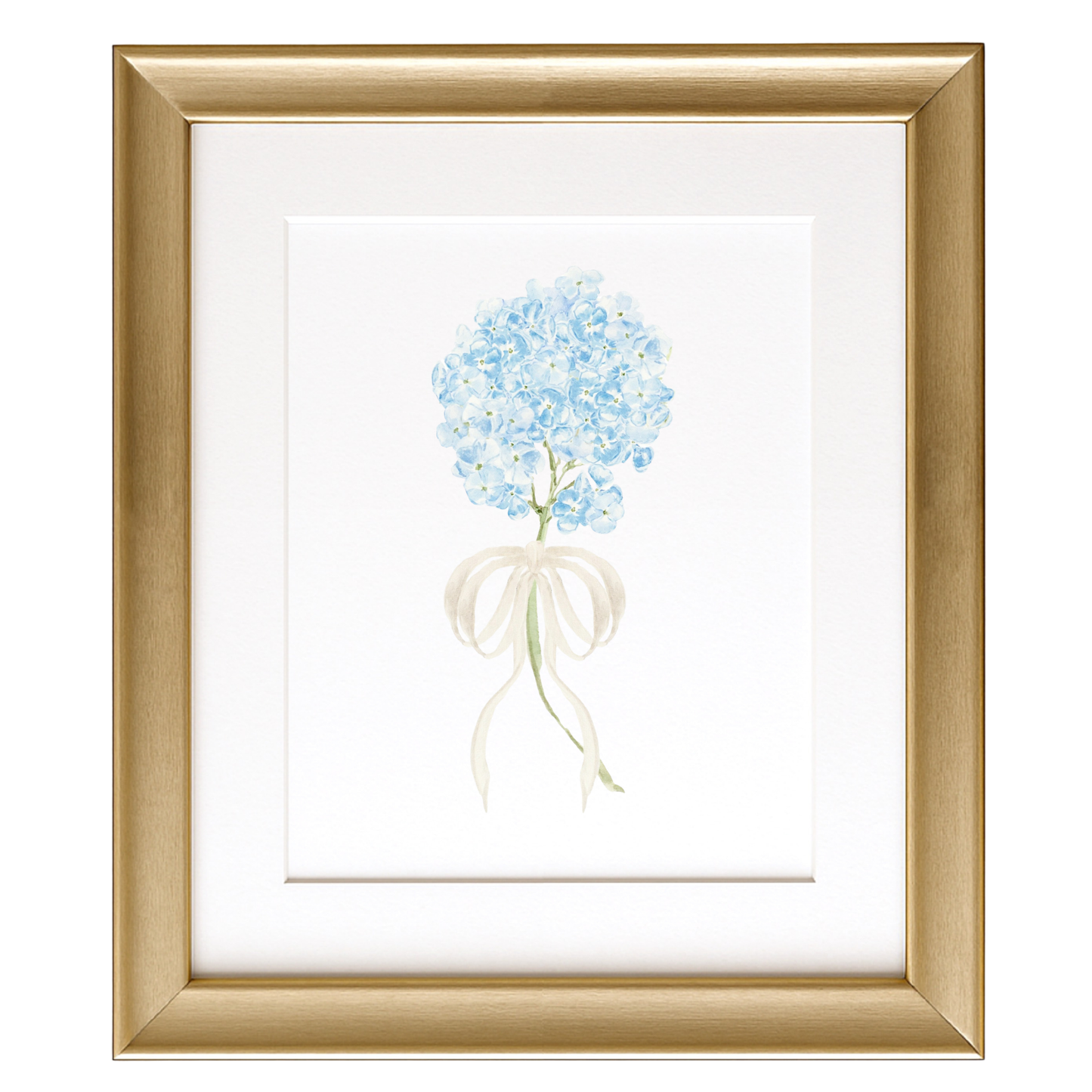 Hydrangea in Ribbon Watercolor Print