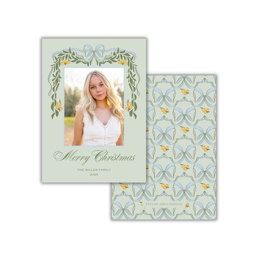 Citrus and Bows Christmas Card