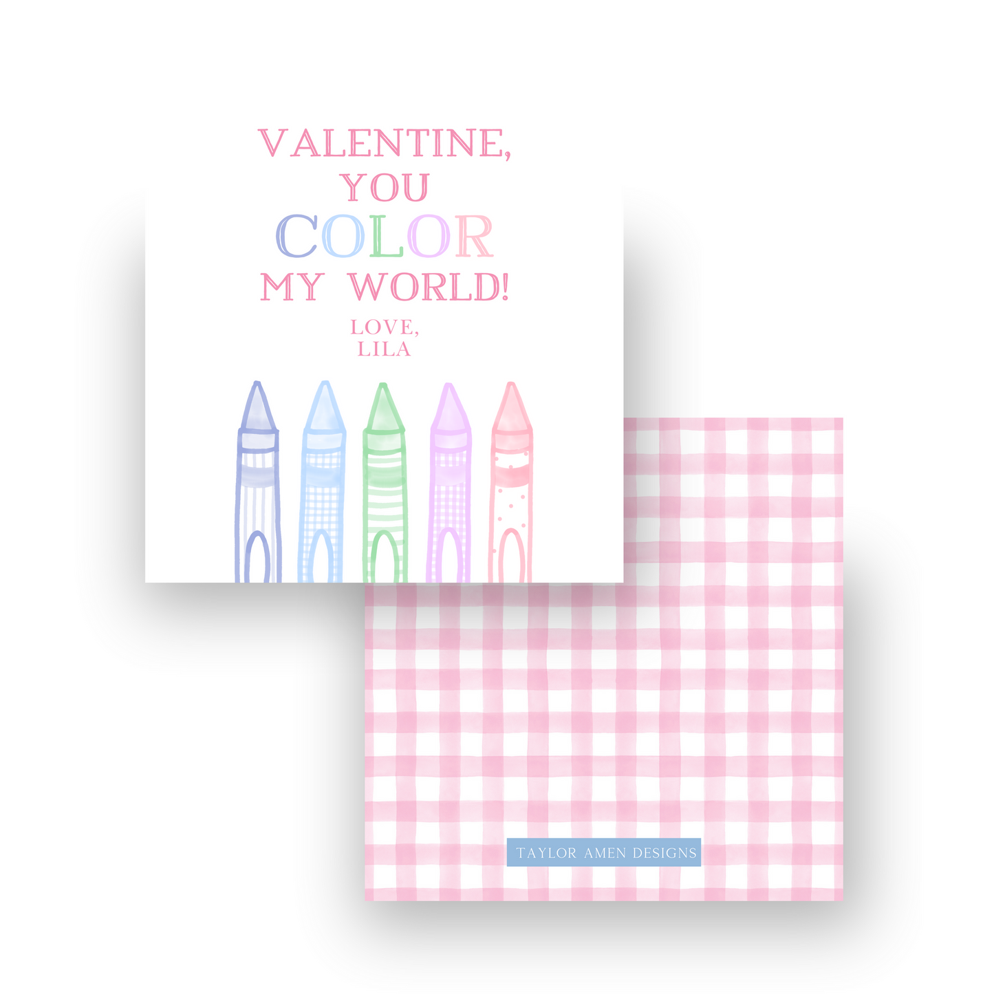 You Color My World Pastel Crayons Valentine