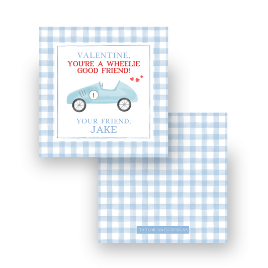 Wheelie Good Friend Race Car Valentine