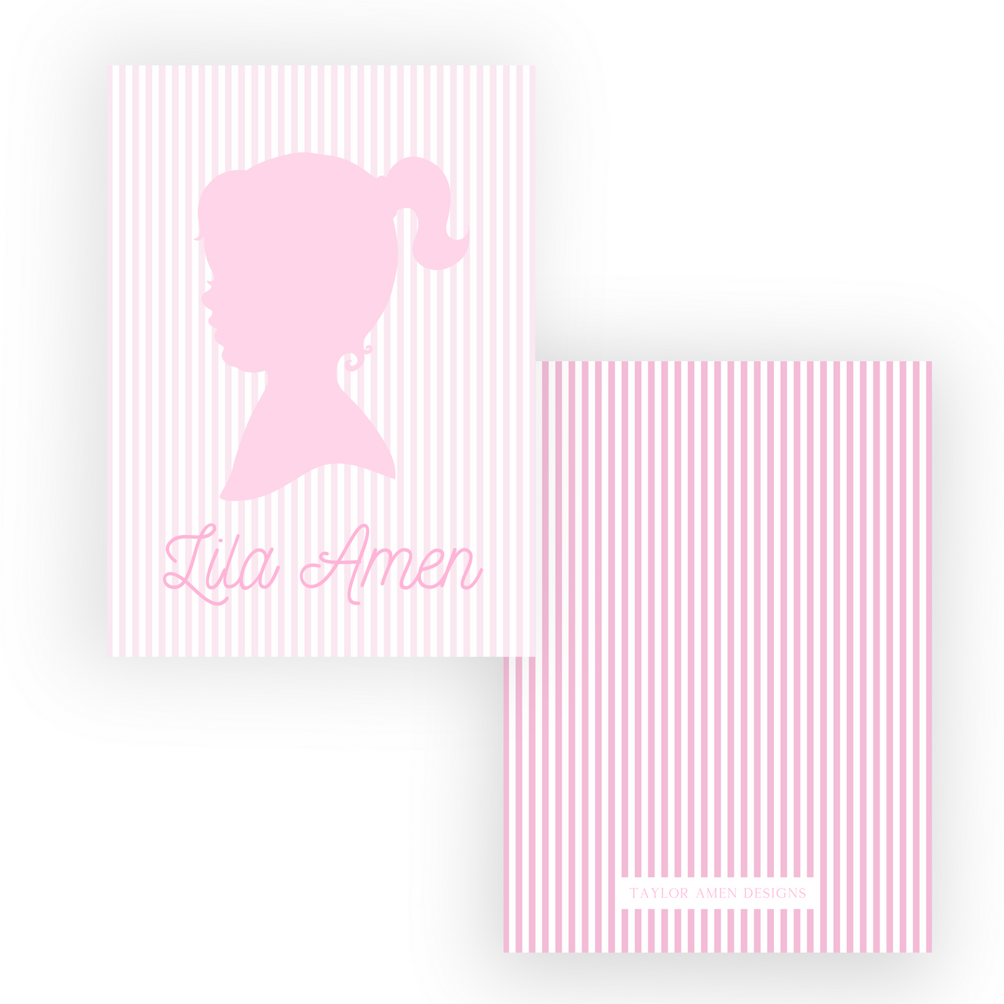 Pink Striped Silhouette Luggage Tag