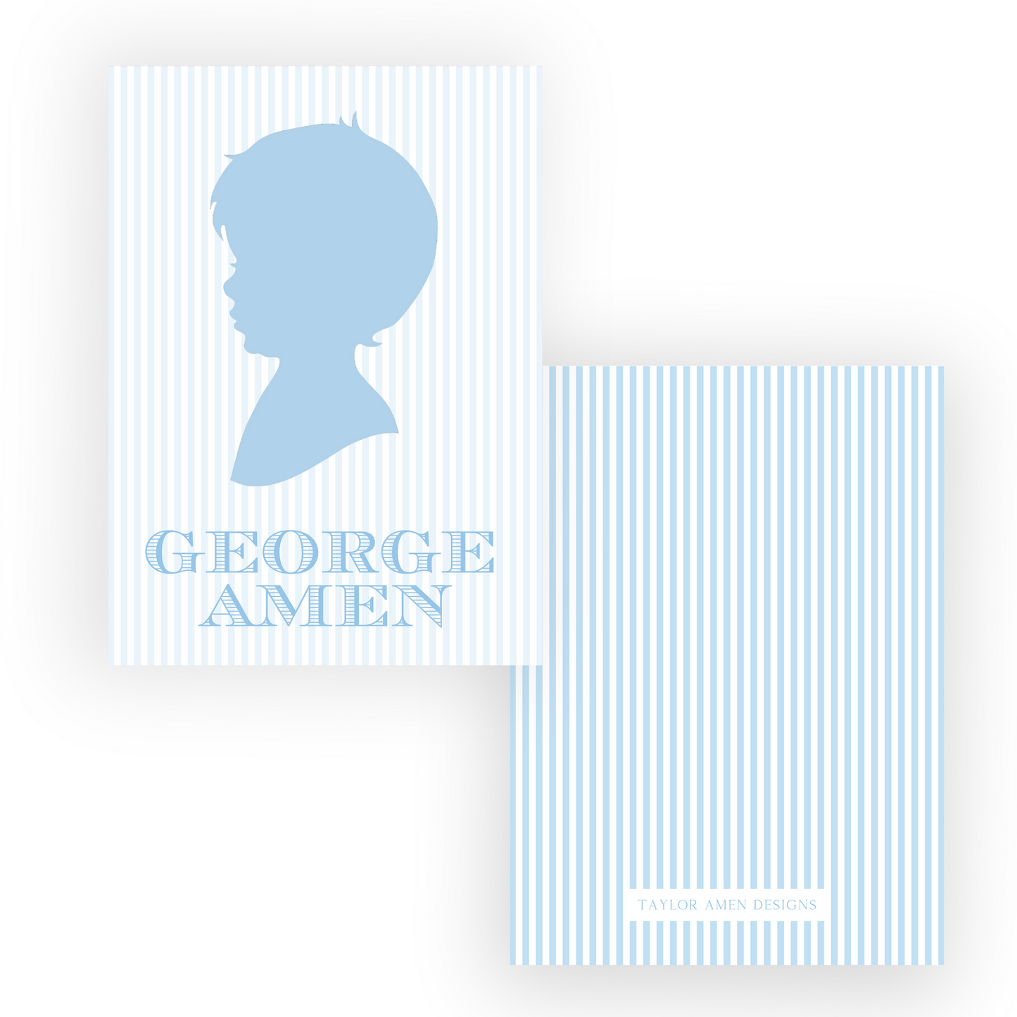 Blue Boy Striped Silhouette Luggage Tag