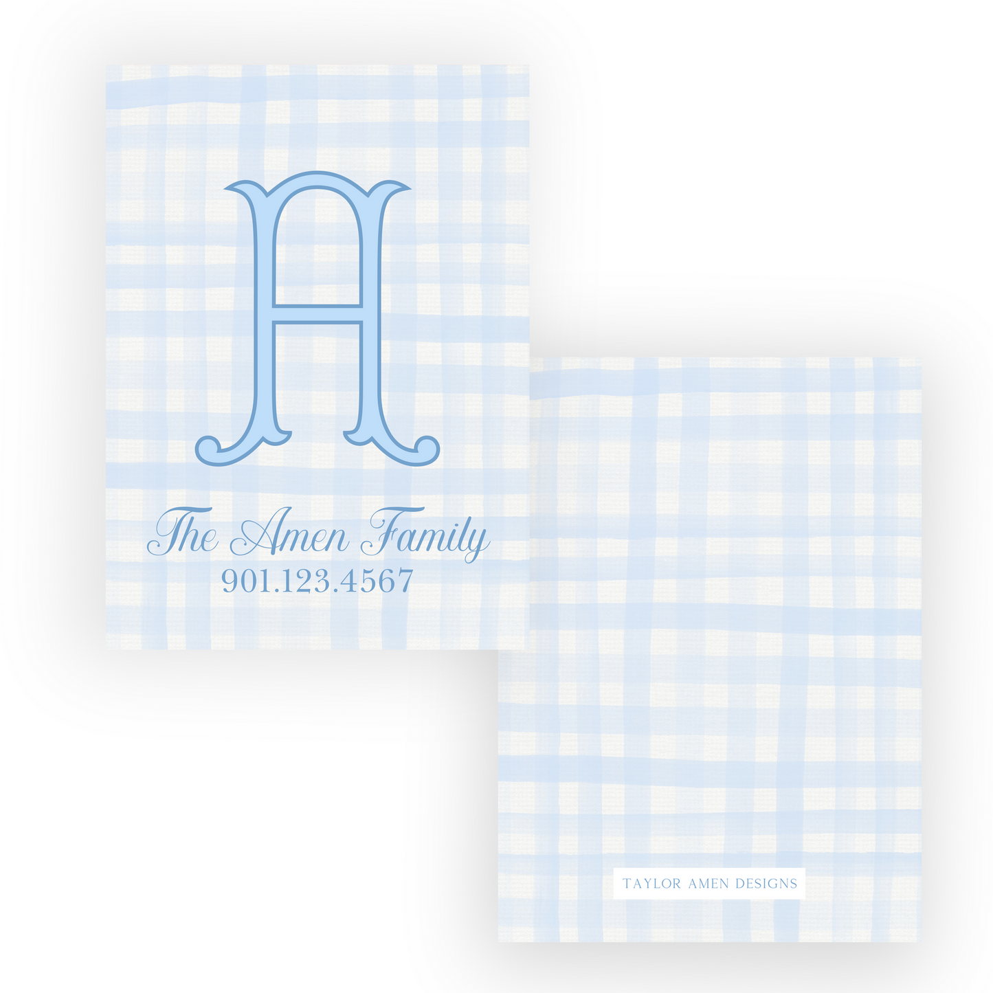 Blue Gingham Luggage Tag