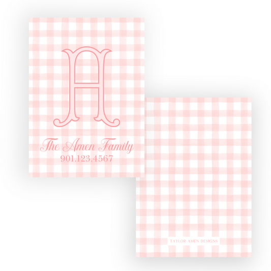 Pink Gingham Luggage Tag