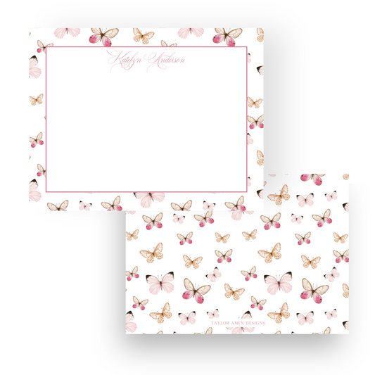 Pink Butterflies Stationery