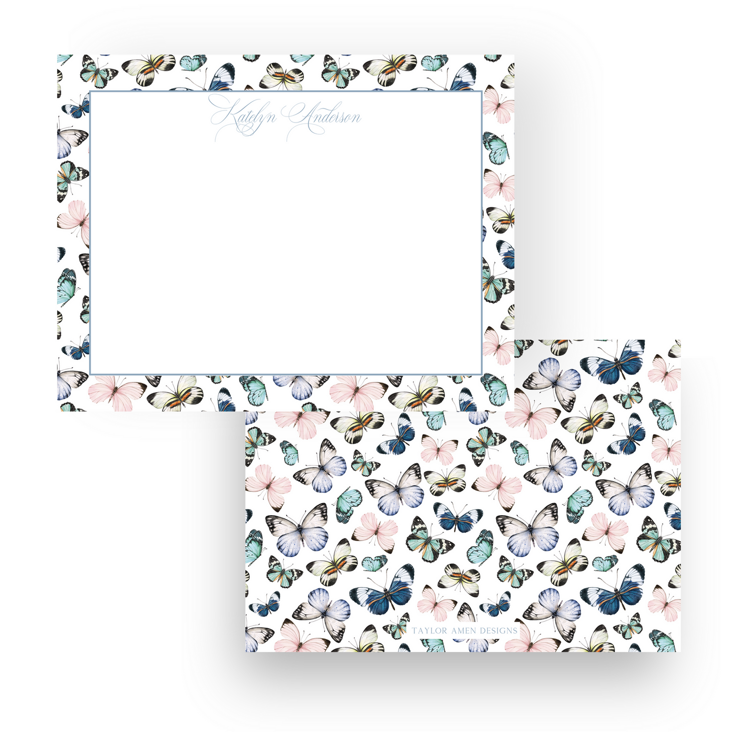 Blue Butterflies Stationery