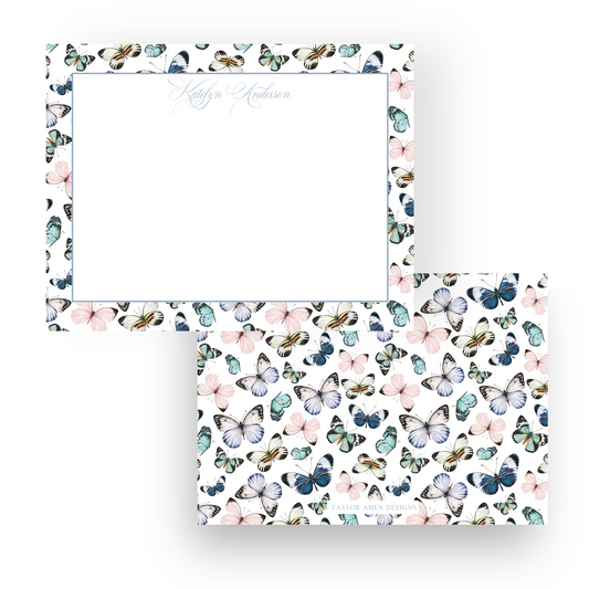 Blue Butterflies Stationery