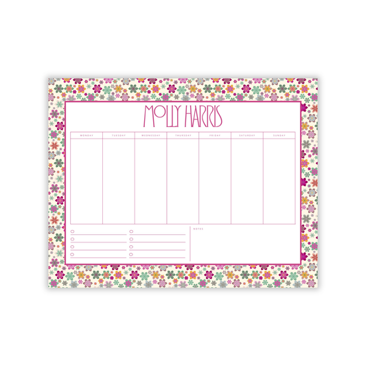 Retro Wildflowers Summer in Color Weekly to-do Jumbo Notepad