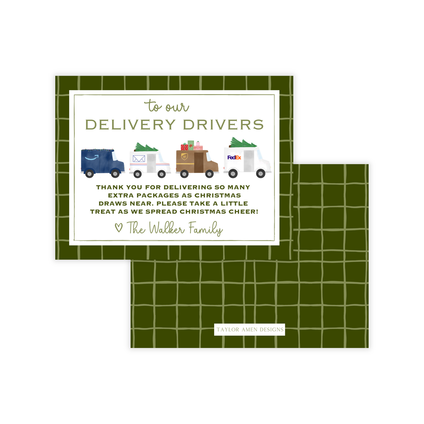 Green Gingham Delivery Driver Sign