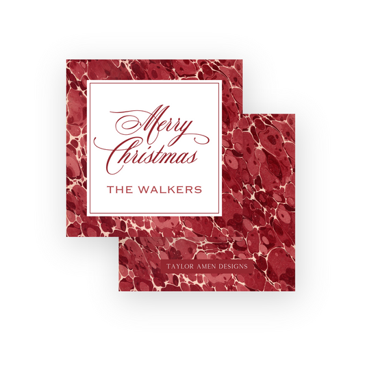 Marbled Maroon Holiday Tag