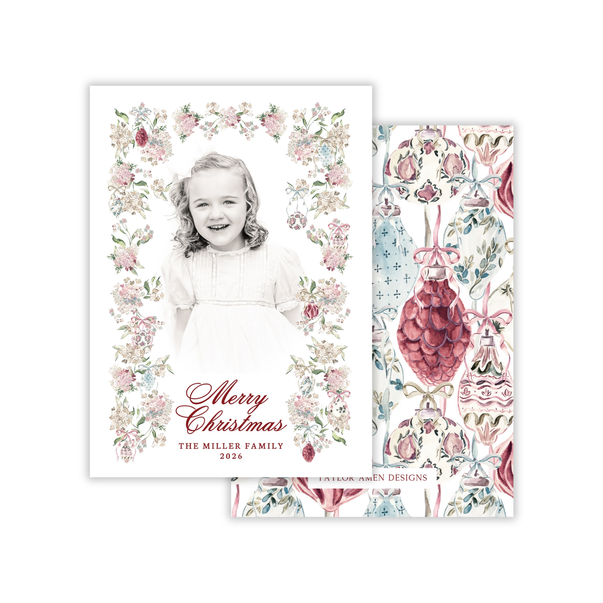 Florals and Baubles Holiday Card