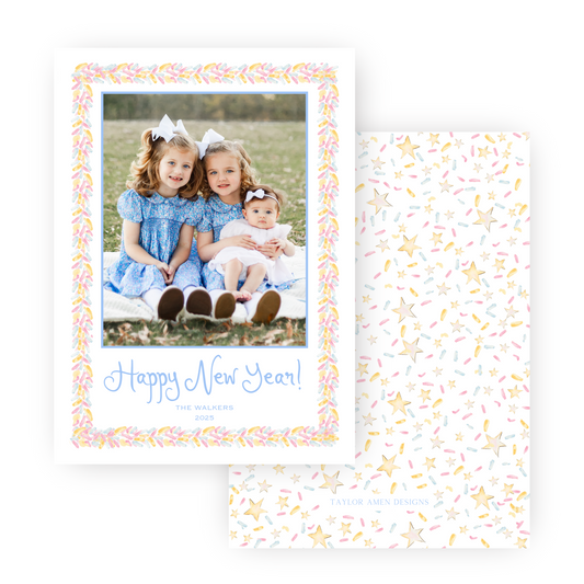 Confetti and Stars New Years Card