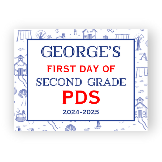 Navy Blue Toile School Sign