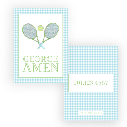 Gingham Blue Tennis Luggage Tag