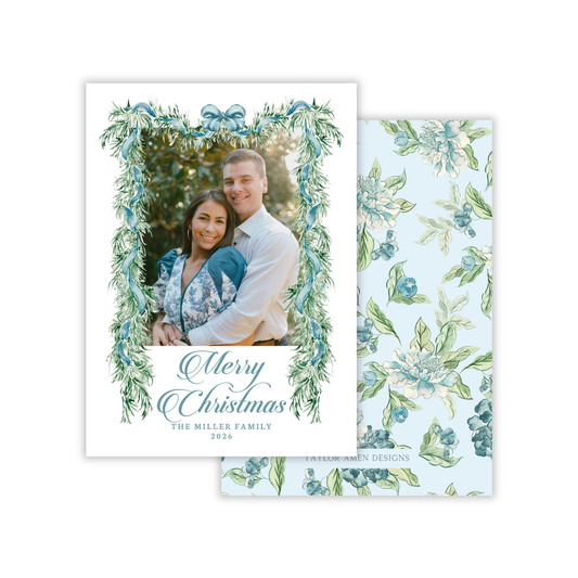 Christmas Blues and Blooms Holiday Card