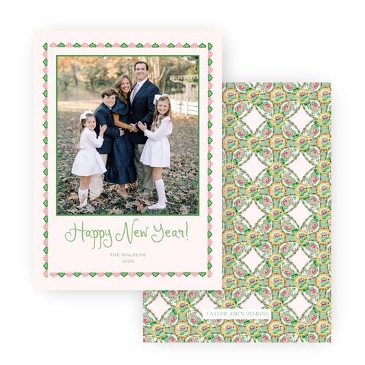 Floral Motif New Years Card