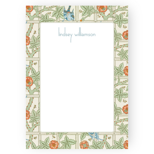 William Morris Inspired Spring Block Print Notepad