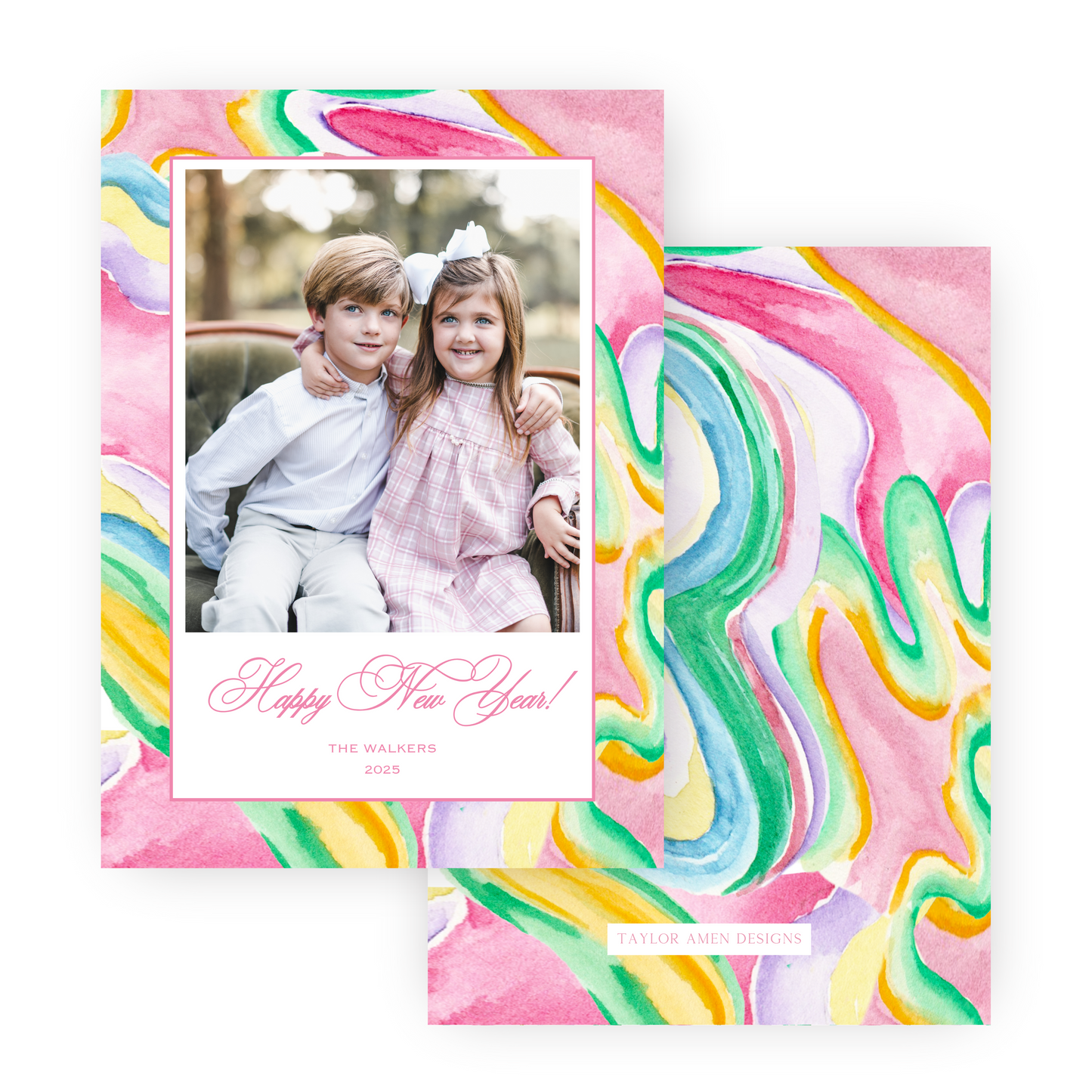 Colorful Marbled New Years Card