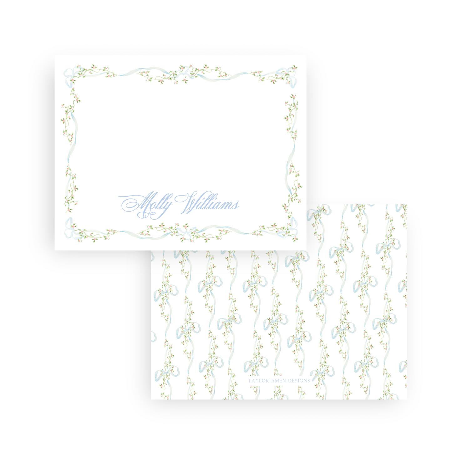 Ditsy Floral and Bows Stationery