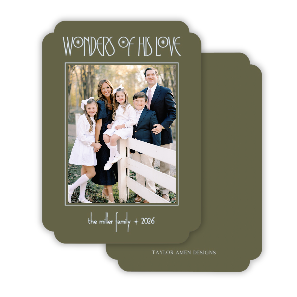 Evergreen and Frost Double Rounded Holiday Card