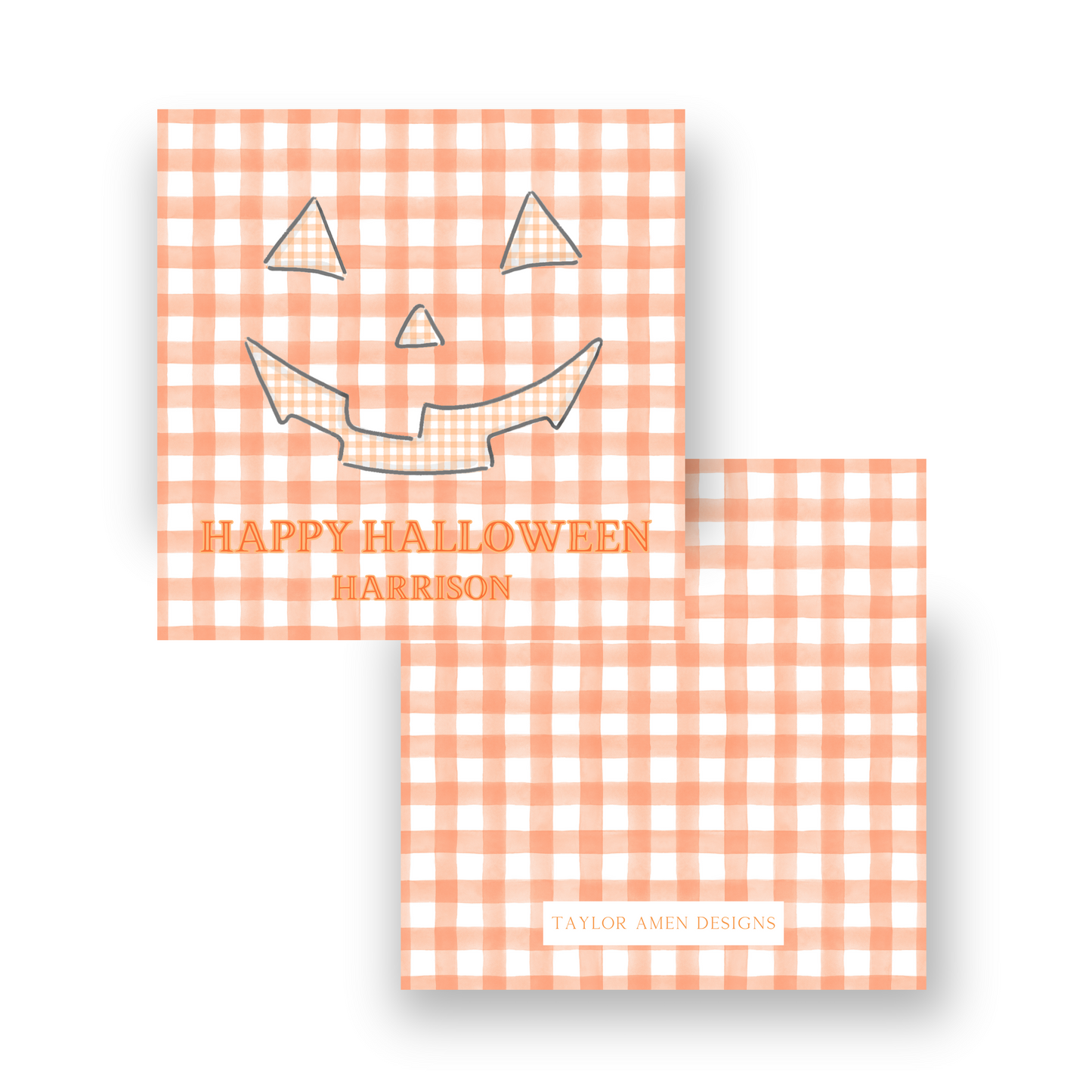 Jack-O'-Lantern Orange Gingham Halloween Tag